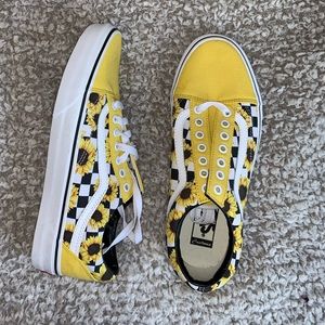 yellow checkered sunflower vans